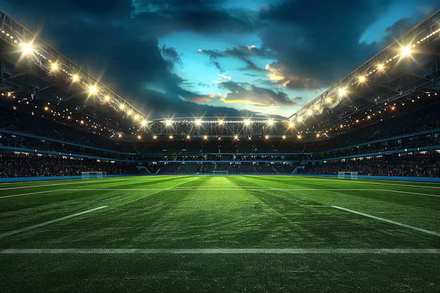 Stadium LED scoreboard at night